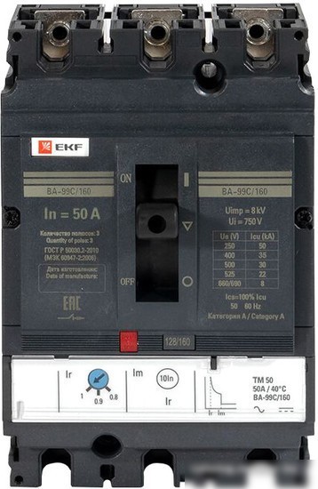 Выключатель автоматический EKF PROxima ВА-99C 16050А 3P 36кА mccb99C-160-50
