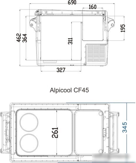 Компрессорный автохолодильник Alpicool CF45
