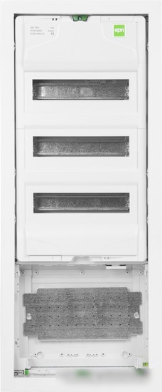 Бокс пластиковый Elektro-Plast MSF TWIN RP комбинированный, 3*12M+1xМП перф., N/PE-шинки, 1xSCHUKO, мет. дверь, белый RAL9016, 358x853x94mm, IP30