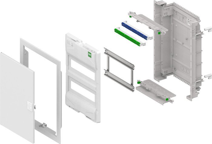 Бокс пластиковый Elektro-Plast MSF 2x12M (24M), N/PE 2x(1x25+17x10mm2), мет. дверь, белый RAL9016, 478x358x94mm, IP30