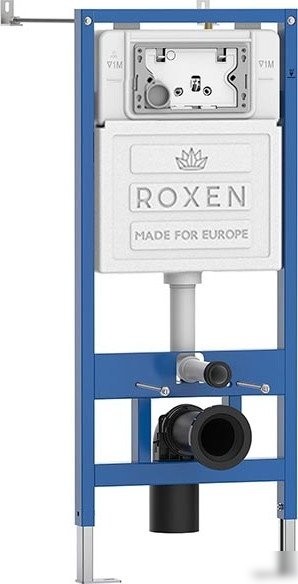 Унитаз подвесной Roxen Simple Compact в комплекте с инсталляцией StounFix Dual Fresh 6 в 1 868492 (кнопка: черный матовая)