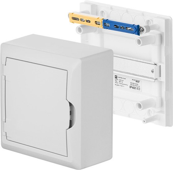Бокс пластиковый Elektro-Plast Eco Box 1x6M, N/PE 2x 2x16+3x10mm2, белая пласт. дверь, белый RAL9003, 198x192x96mm, IP40