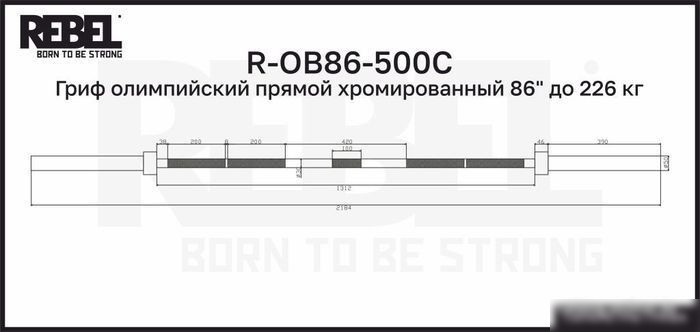 Гриф для штанги Rebel R-OB86-500C