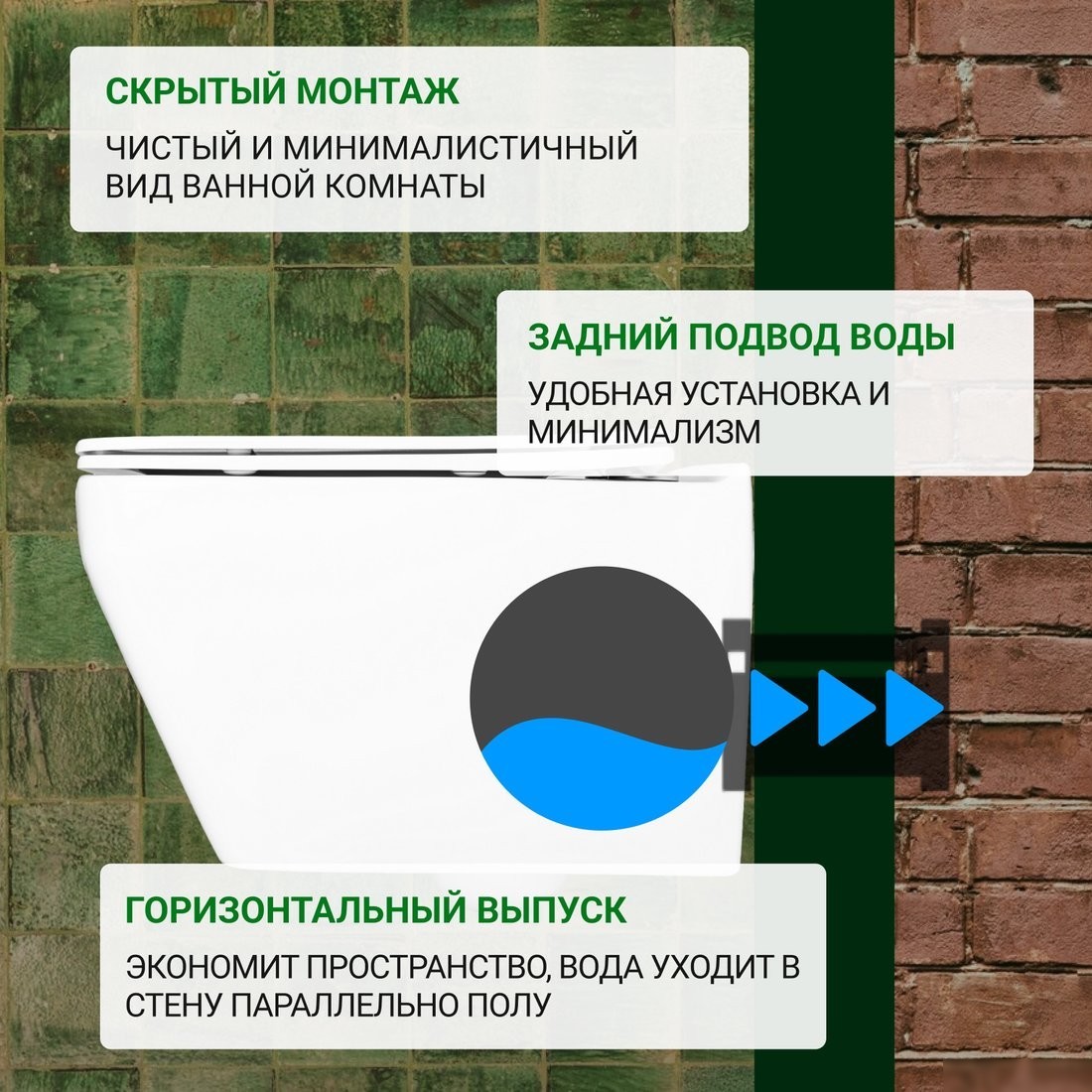 Унитаз подвесной Saniteco KW-9010W + Marberg 410 SE CR + Marberg 410