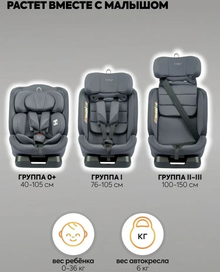 Детское автокресло Indigo Diesel I-Size (серый)