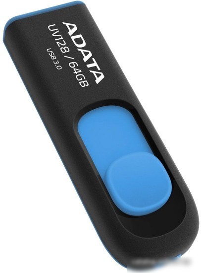 USB Flash A-Data DashDrive UV128 Black/Blue 64GB (AUV128-64G-RBE)