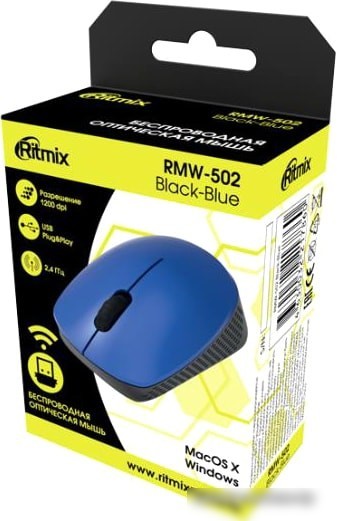 Мышь Ritmix RMW-502 (синий/черный)