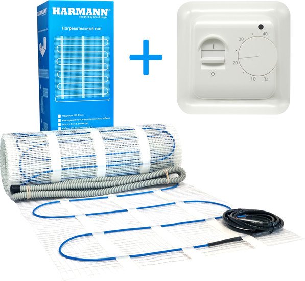 Нагревательный мат Harmann W160-030 3 кв.м. 480 Вт (с терморегулятором MST-1)