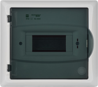 Бокс пластиковый Elektro-Plast Eco Box 1x6M, N/PE 2x 2x16+3x10mm2, дымчатая пласт. дверь, белый RAL9003, 240x270x106mm, IP40