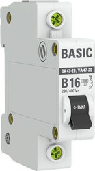Выключатель автоматический EKF Basic 1P 16А (B) 4.5кА ВА 47-29 mcb4729-1-16-B