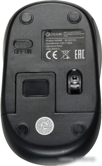 Мышь Oklick 665MW (черный/красный)
