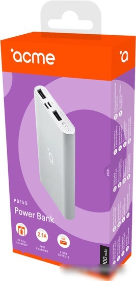 Внешний аккумулятор ACME PB15S 10000mAh (серый)