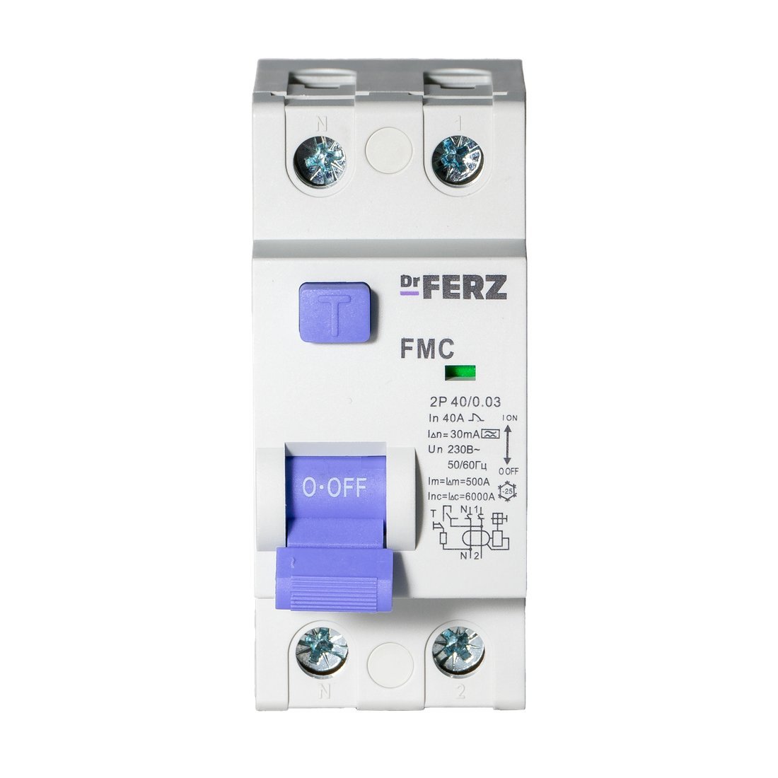 Устройство защитного отключения Dr.Ferz FMC-1P+N 40A 30mA 6kA A 2M 22100297FERZ