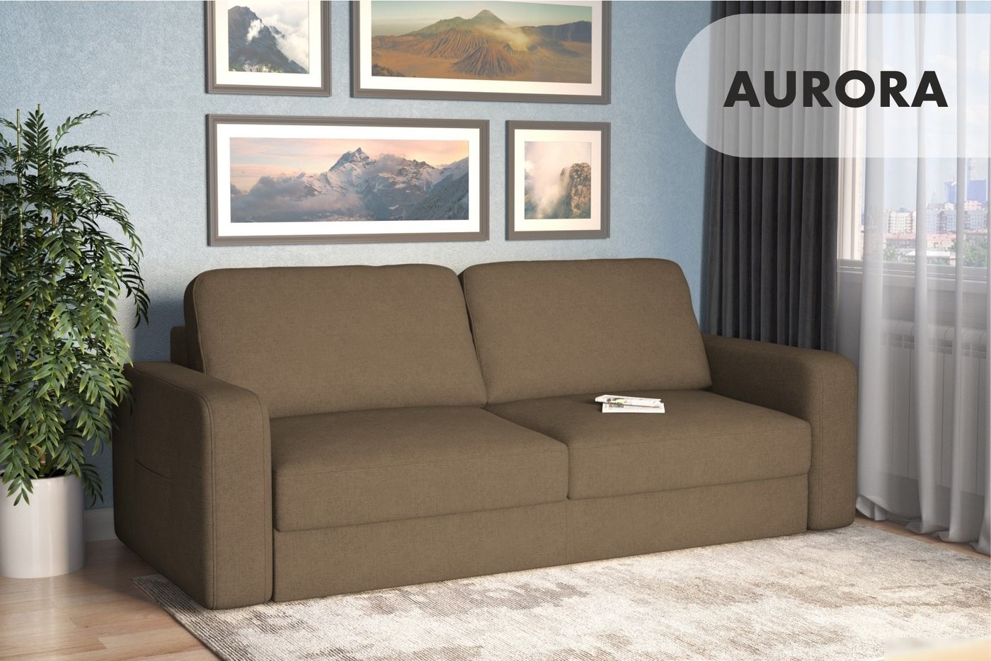 Диван Mio Tesoro Aurora (Velutto 03 коричневый)
