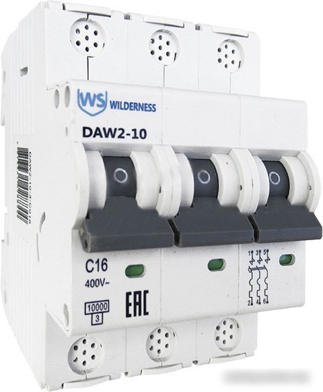 Выключатель автоматический Wilderness DAW2-10 3P 3A C 10kA DAW2-10-3-C003