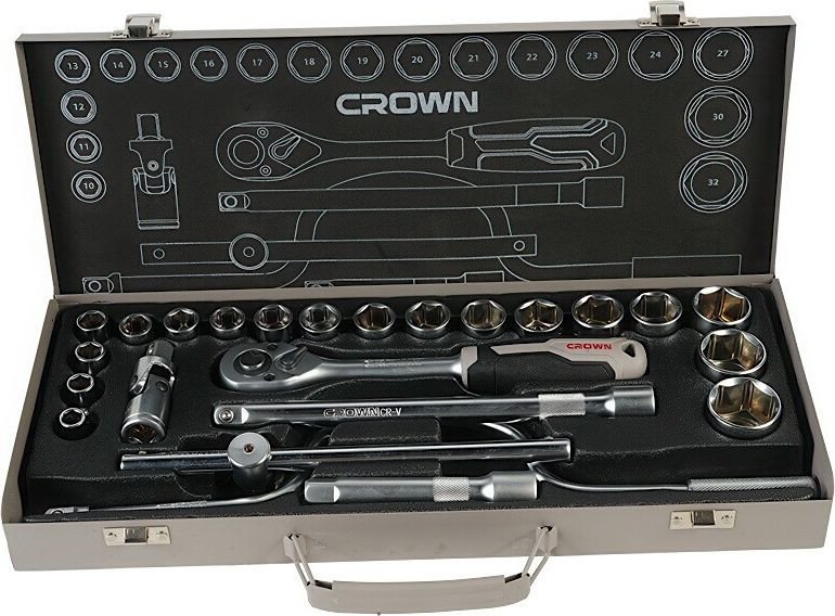 Набор трещотка с головками Crown CPHSW-XA24
