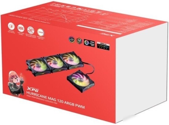 Комплект вентиляторов для корпуса с контроллером ADATA XPG Hurricane MAG 120 ARGB PWM (черный)