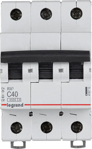 Выключатель автоматический Legrand RX3 3P C 40A 4.5кА 3M 419712