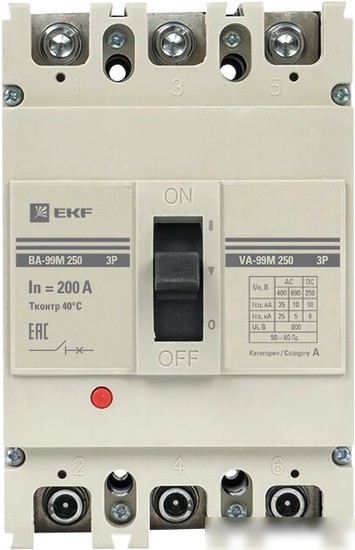 Выключатель автоматический EKF PROxima ВА-99 250200А 3P 35кА mccb99-250-200m