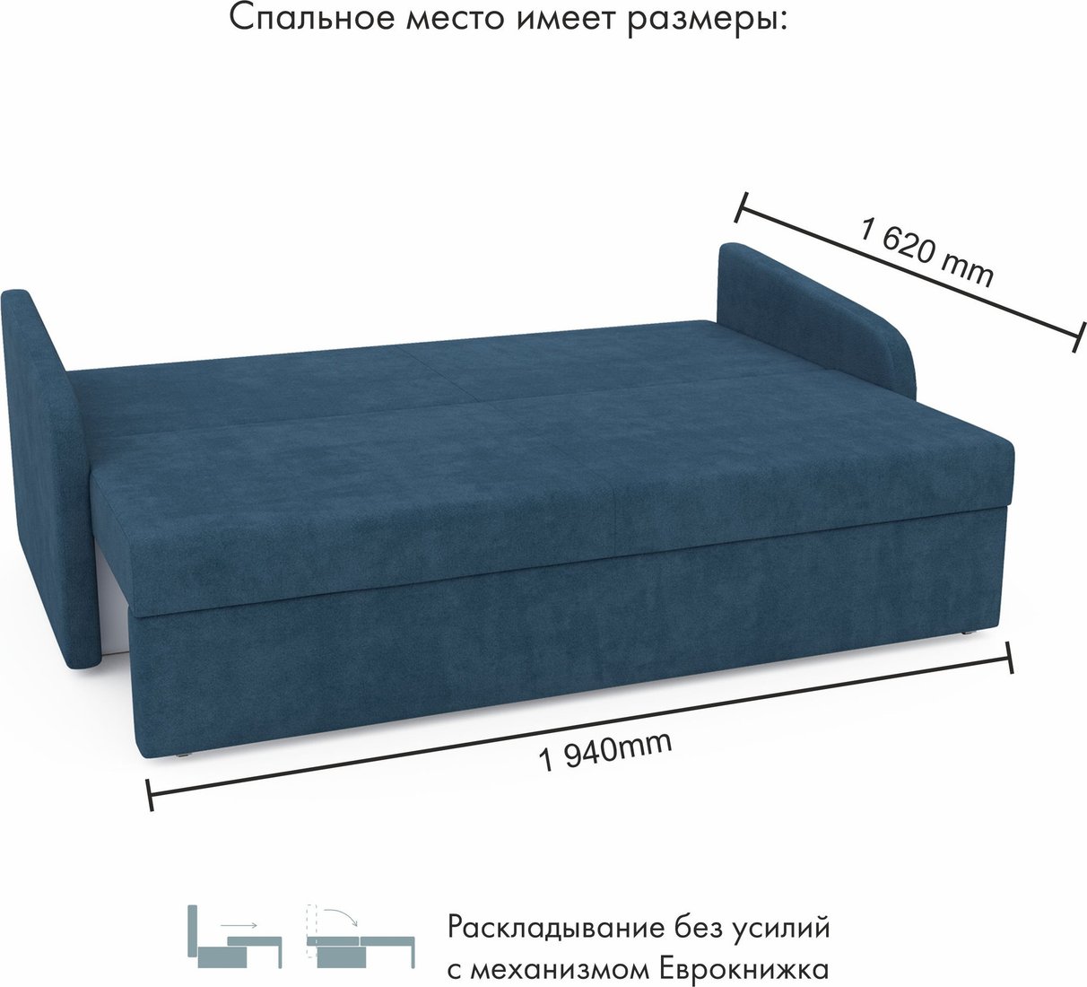 Диван Mio Tesoro Bruno (Velutto 54 темно-синий)