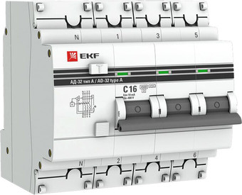 Дифференциальный автомат EKF PROxima АД-32 3P+N 16А10мА DA32-16-10-4P-a-pro