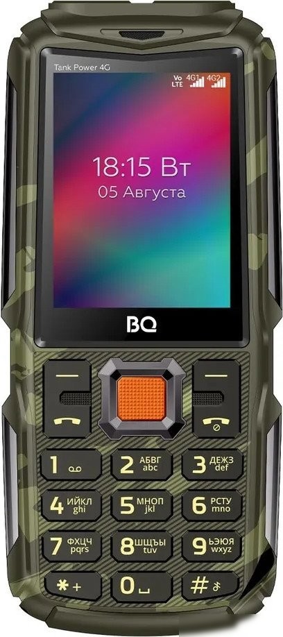 Кнопочный телефон BQ BQ-2410L Tank Power 4G (зеленый камуфляж)