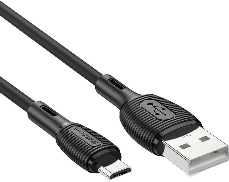 Кабель Borofone BX86 USB Type-A - microUSB (1 м, черный) Кабель Borofone BX86 USB Type-A - microUSB (1 м, черный)