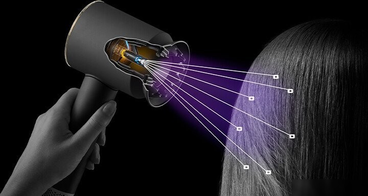 Фен Dyson HD16 Supersonic Nural Straight+Wavy (с переходником на евровилку, яшмовая слива)