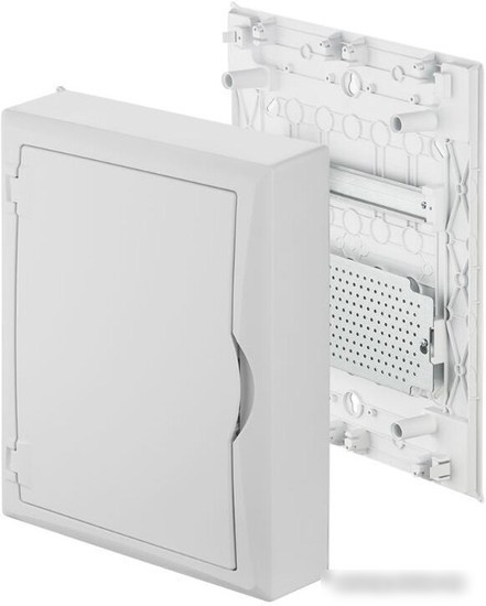 Бокс пластиковый Elektro-Plast Eco Box мультимед, TS35+1x МП перф.118x270mm, белая пласт. дверь, белый RAL9003, 434x354x105mm, IP40
