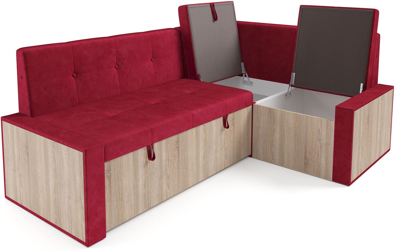 Угловой диван Мебель-АРС Таллин 191x83x121 (бархат красный Star Velvet 3 Dark Red)