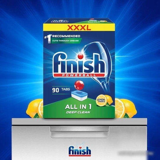 Таблетки для посудомоечной машины Finish All in 1 Deep Clean Лимон (90 шт)