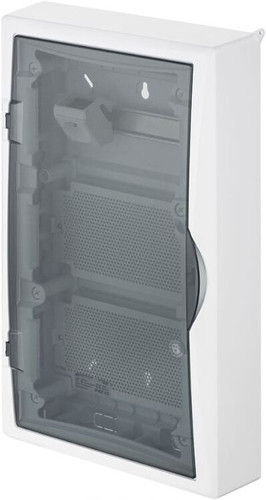Бокс пластиковый Elektro-Plast Eco Box мультимед, TS35+2x МП перф.118x270mm, дымчатая пласт. дверь, белый RAL9003, 560x354x107mm, IP40
