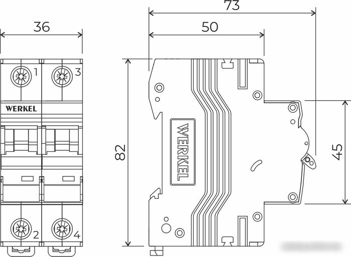 Выключатель автоматический Werkel 2P 10 A C 4.5 кА W902P104