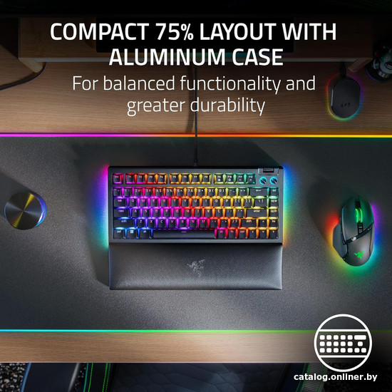 Клавиатура Razer BlackWidow V4 75% (черный, нет кириллицы)