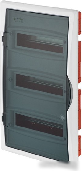 Бокс пластиковый Elektro-Plast Eco Box 3x12M, N/PE 4x 2x16+7x10mm2, дымчатая пласт. дверь, белый RAL9003, 560x350x102mm, IP40