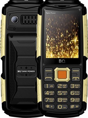 Кнопочный телефон BQ BQ-2430 Tank Power (черный/золотистый)