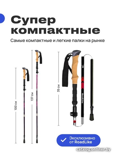 Палки для скандинавской ходьбы RoadLike Compact 368220 (красный)