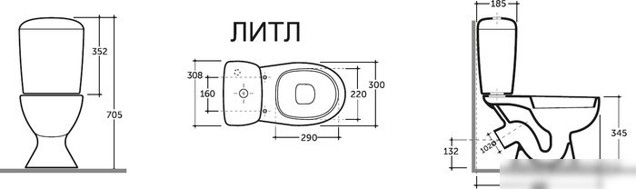 Унитаз Керамин Литл (бачок, сиденье полипропилен, 1-режимный слив)