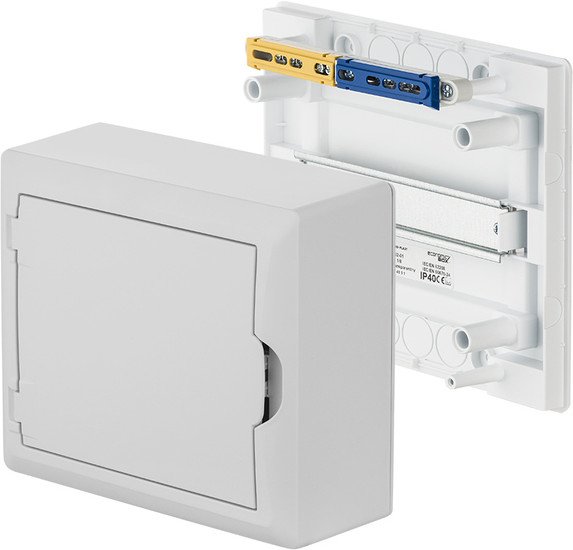 Бокс пластиковый Elektro-Plast Eco Box 1x8M, N/PE 2x 2x16+5x10mm2, белая пласт. дверь, белый RAL9003, 198x228x96mm, IP40