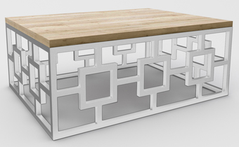Журнальный столик Hype Mebel Лок 60x80 (белый/дуб галифакс натуральный)