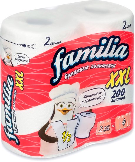Бумажные полотенца Familia Двухслойные XXL (2 шт, белый)