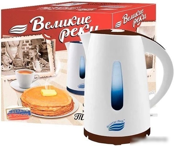 Электрочайник Великие Реки Томь-1 (белый/коричневый)