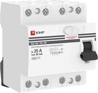 Устройство защитного отключения EKF PROxima ВД-100 4P 25А 30мА elcb-4-25-30-em-pro