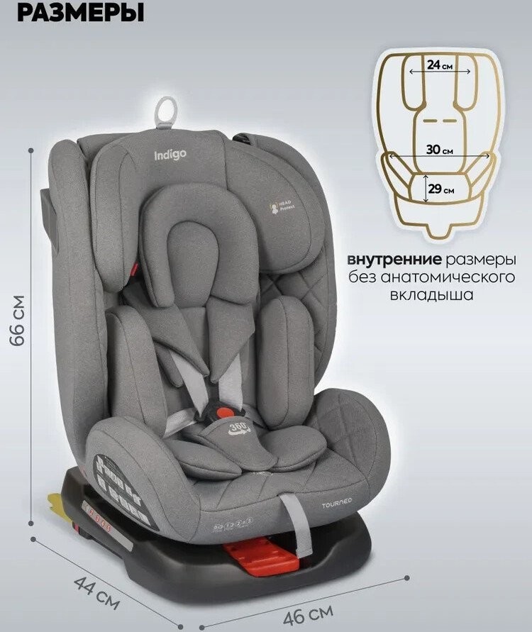 Детское автокресло Indigo Tourneo S Isofix (серый)