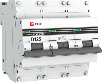 Выключатель автоматический EKF PROxima ВА 47-100 3P 125А (D) 10kA mcb47100-3-125D-pro