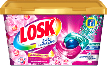 Капсулы для стирки Losk Ароматерапия 3+1 Power Caps Малазийский Цветок (12 шт)