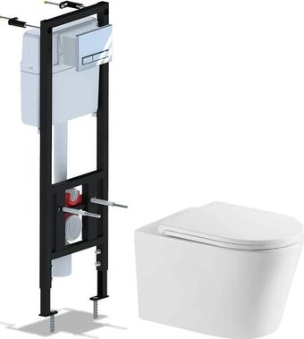 Унитаз подвесной Saniteco Tornado KW-9005WT + Ани Пласт WCP4141