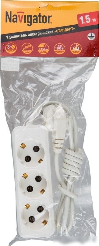 Удлинитель Navigator NPE-S1-03-150-E-3x0.75