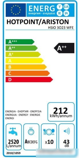 Посудомоечная машина Hotpoint-Ariston HSIO 3O23 WFE