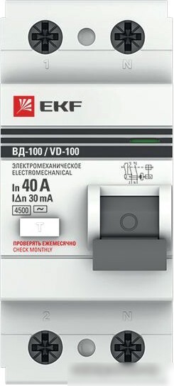 Устройство защитного отключения EKF PROxima ВД-100 2P 40А 30мА elcb-2-40-30-em-pro